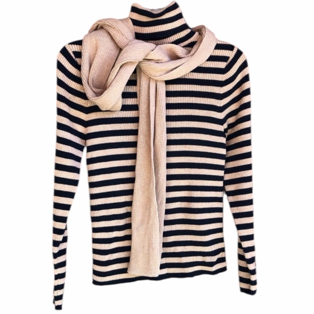 Turtleneck Sweater Moda International Black & Gold Size M —#096